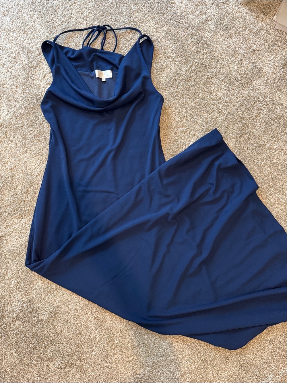 Wayf Navy Cowl Neck Maxi Dress with Strappy Back
